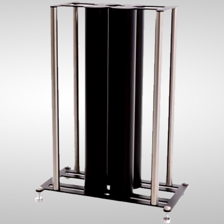 Side view of Custom Design FS 108 Speaker Stands with Chrome Satellite Columns